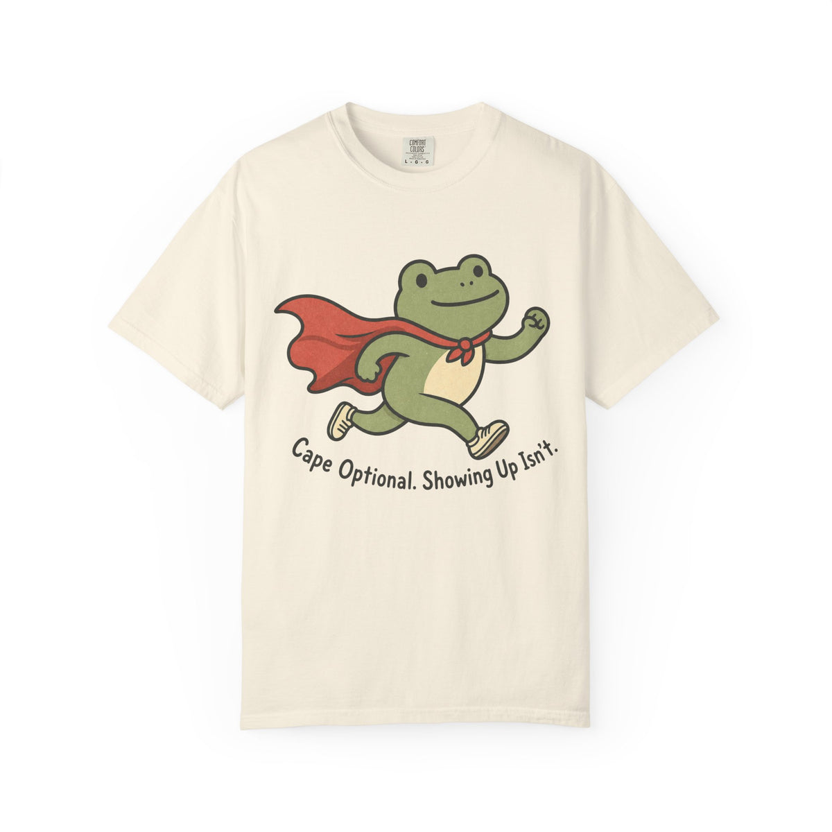 Superhero Frog Running T-shirt - Ivory - on model side
