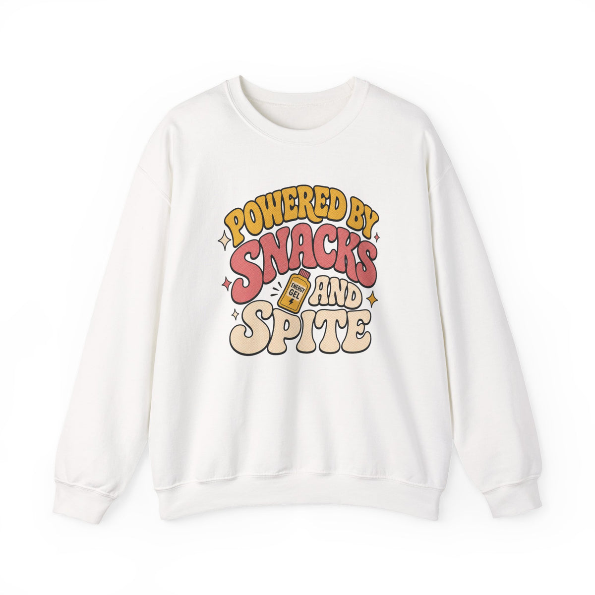 Powered by Snacks and Spite Sweatshirt - Ash - on model male