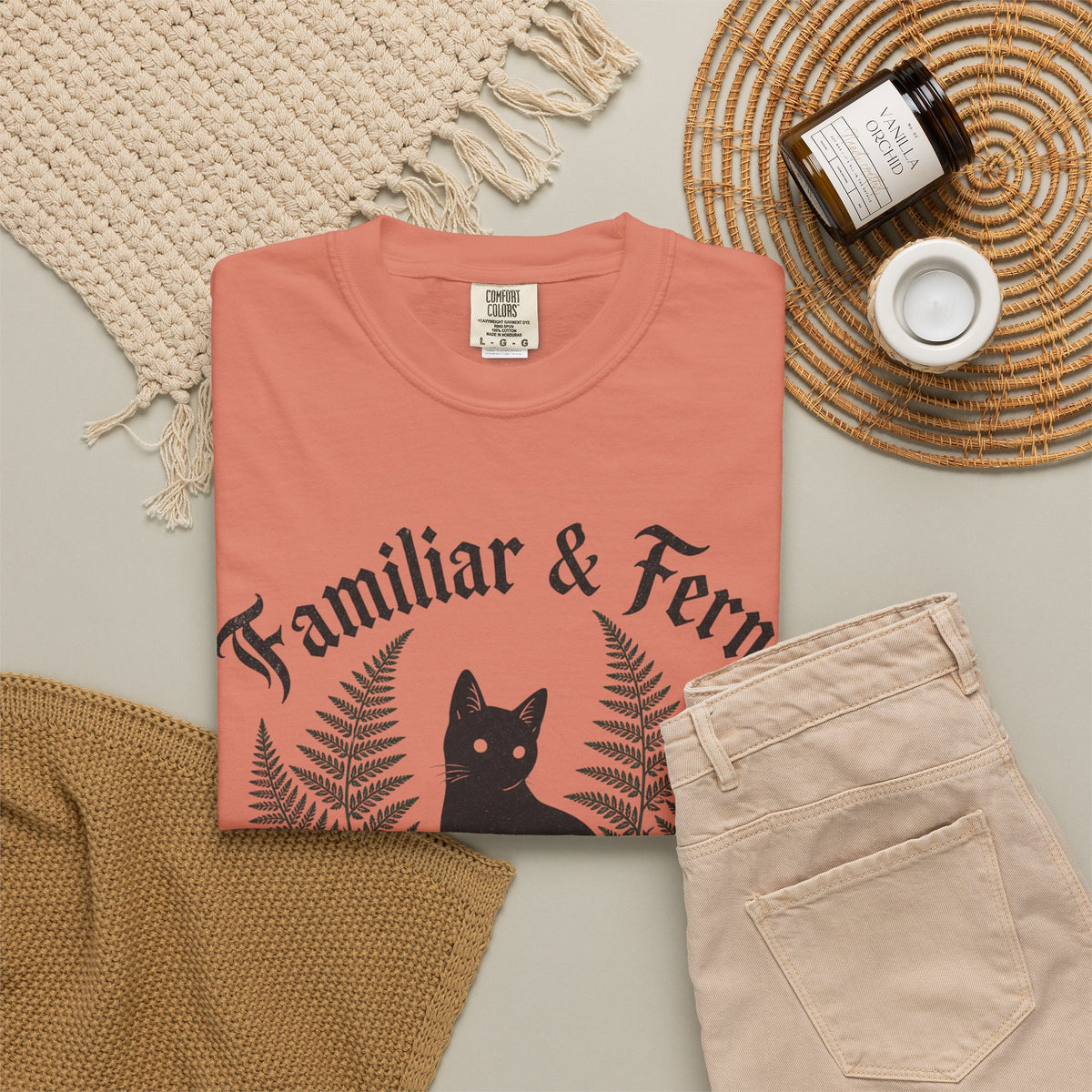 Familiar & Ferns T-shirt - Terracotta - Flat Lay