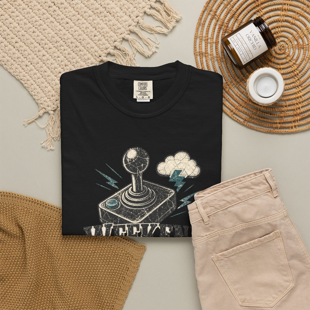 Weekend Forecast 100% Gaming T-shirt - Black - Flat Lay