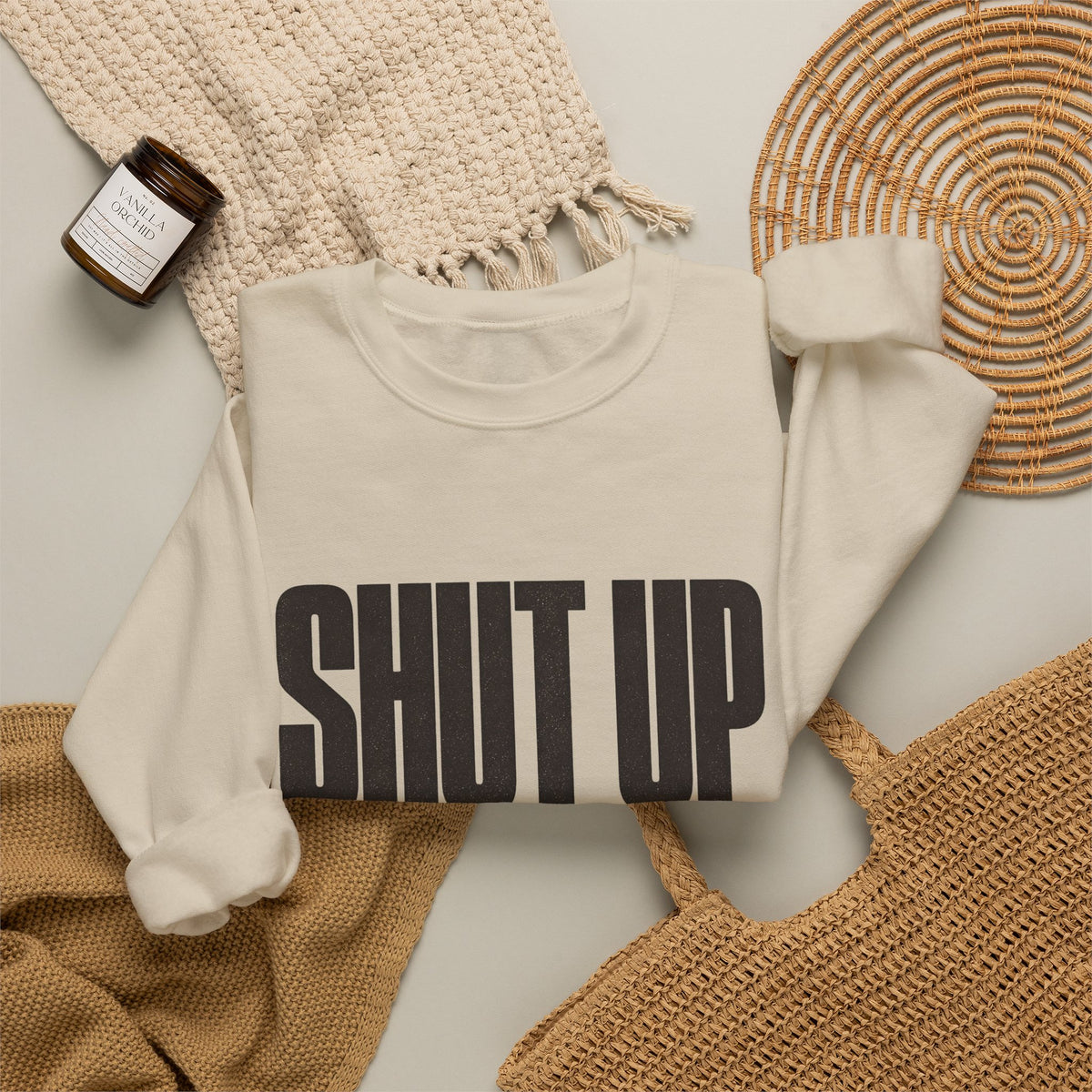 Shut Up and Dink Sweatshirt - Sand - Flat Lay