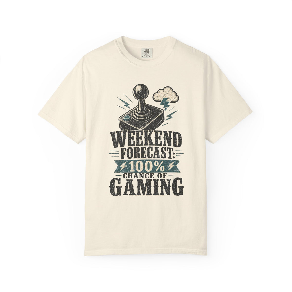 Weekend Forecast 100% Gaming T-shirt - Ivory - On Model Side