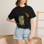 Emotionally I'm the Meteor Dinosaur T-shirt - Black - On Model Close-Up