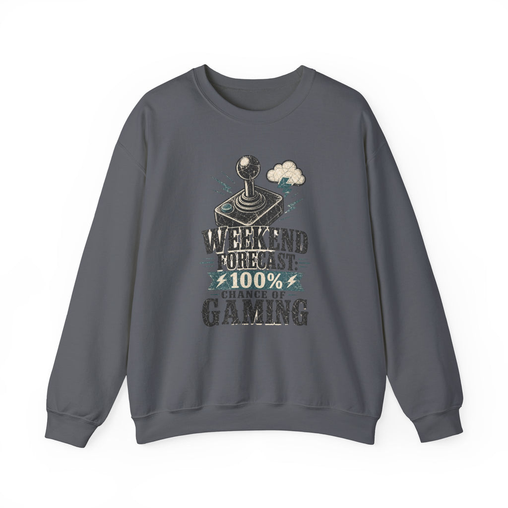 Weekend Forecast 100% Gaming Sweatshirt - Charcoal - Flat Lay