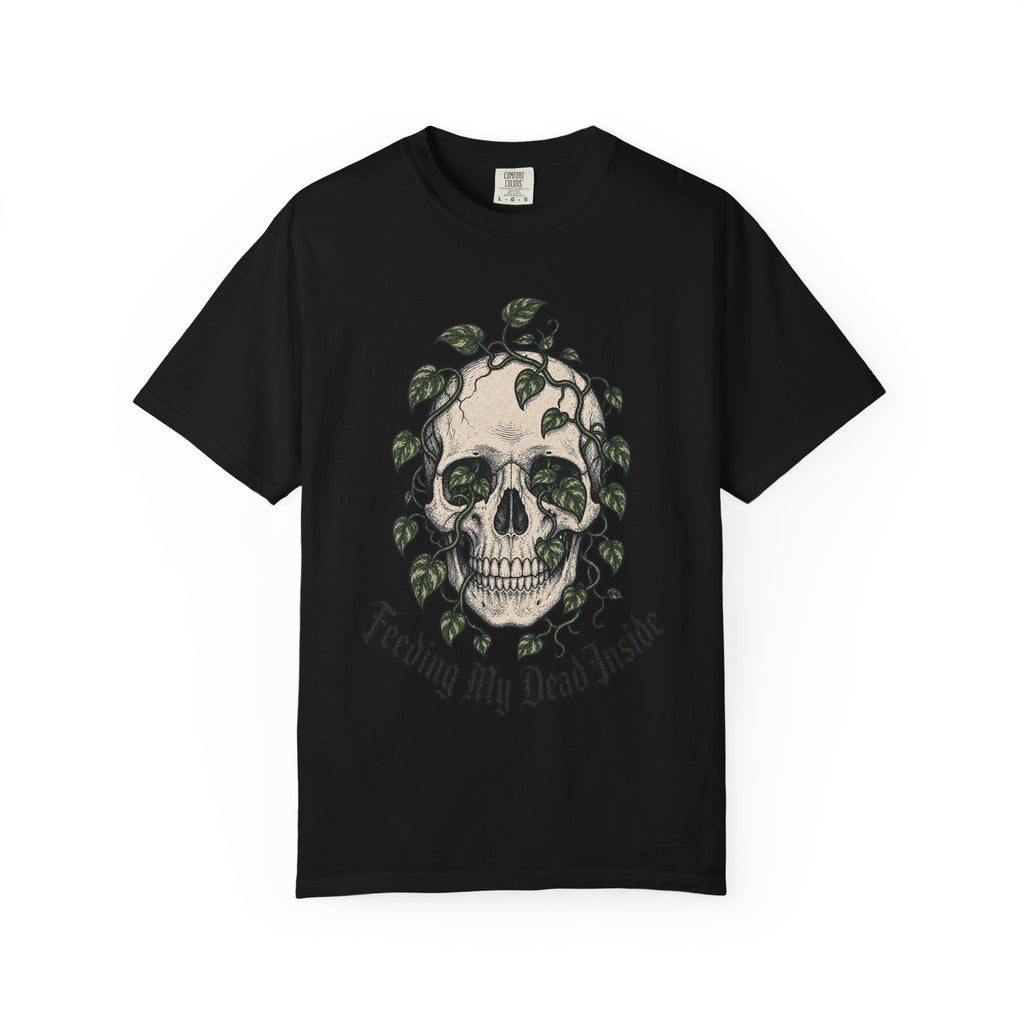 Skull with Ivy Leaves T-shirt - Black - flat lay1