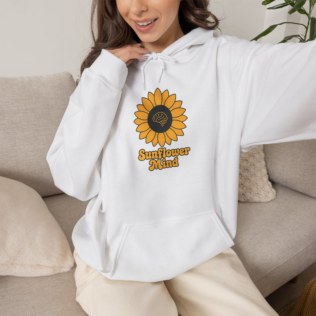 Sunflower Mind Hoodie - White - On Model Female