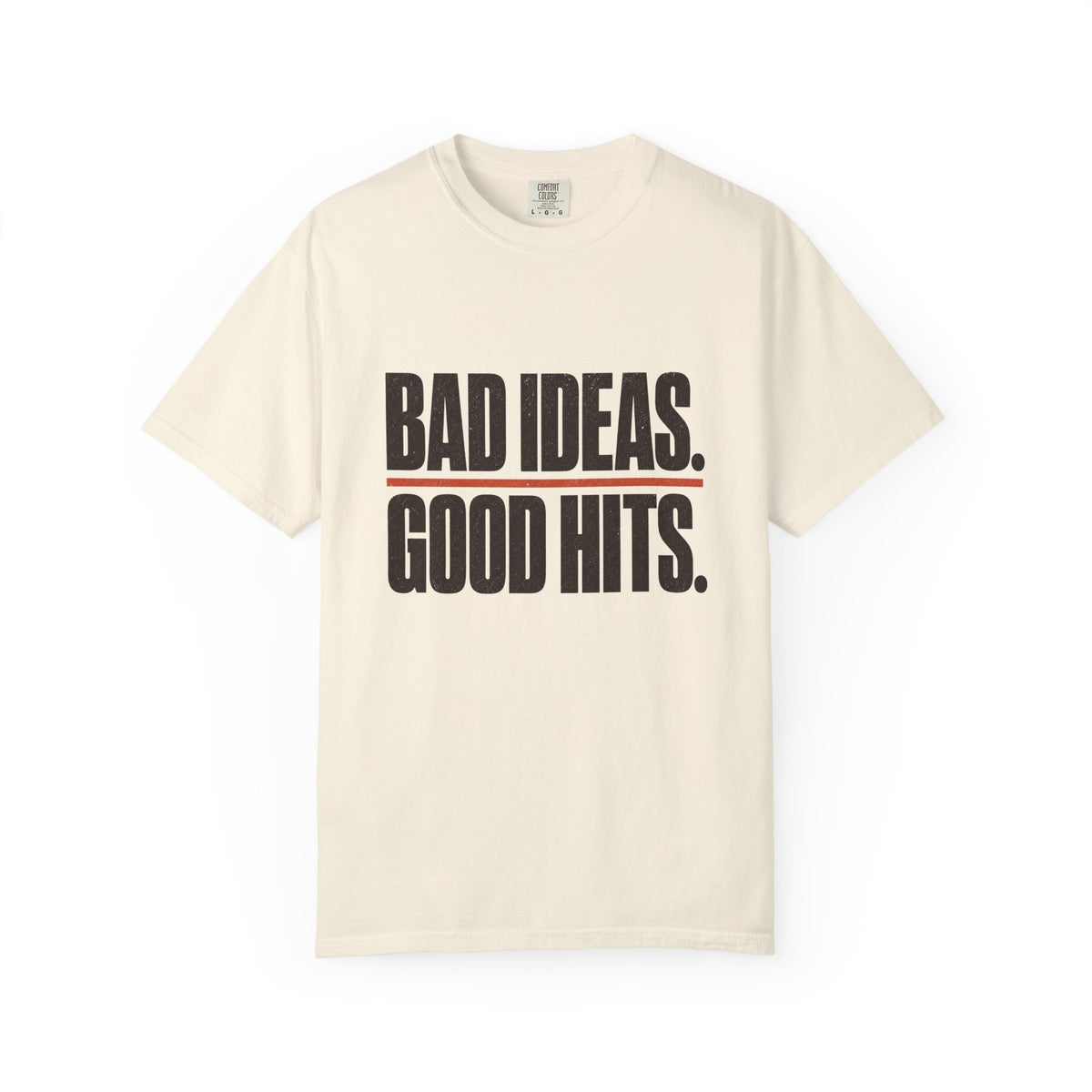 Bad Ideas. Good Hits. T-Shirt - Ivory - On Model Side