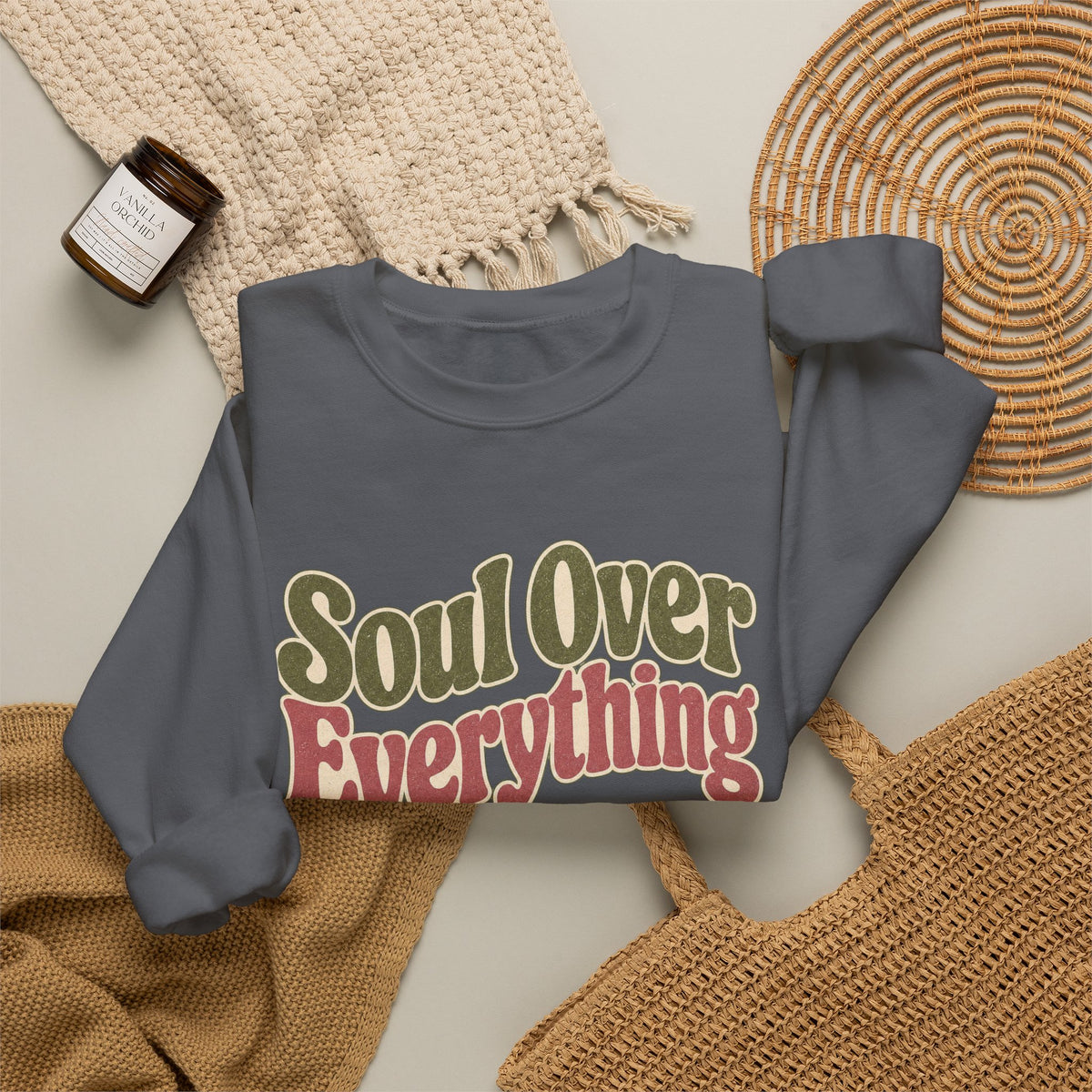 Soul Over Everything Sweatshirt - Charcoal - Flat Lay