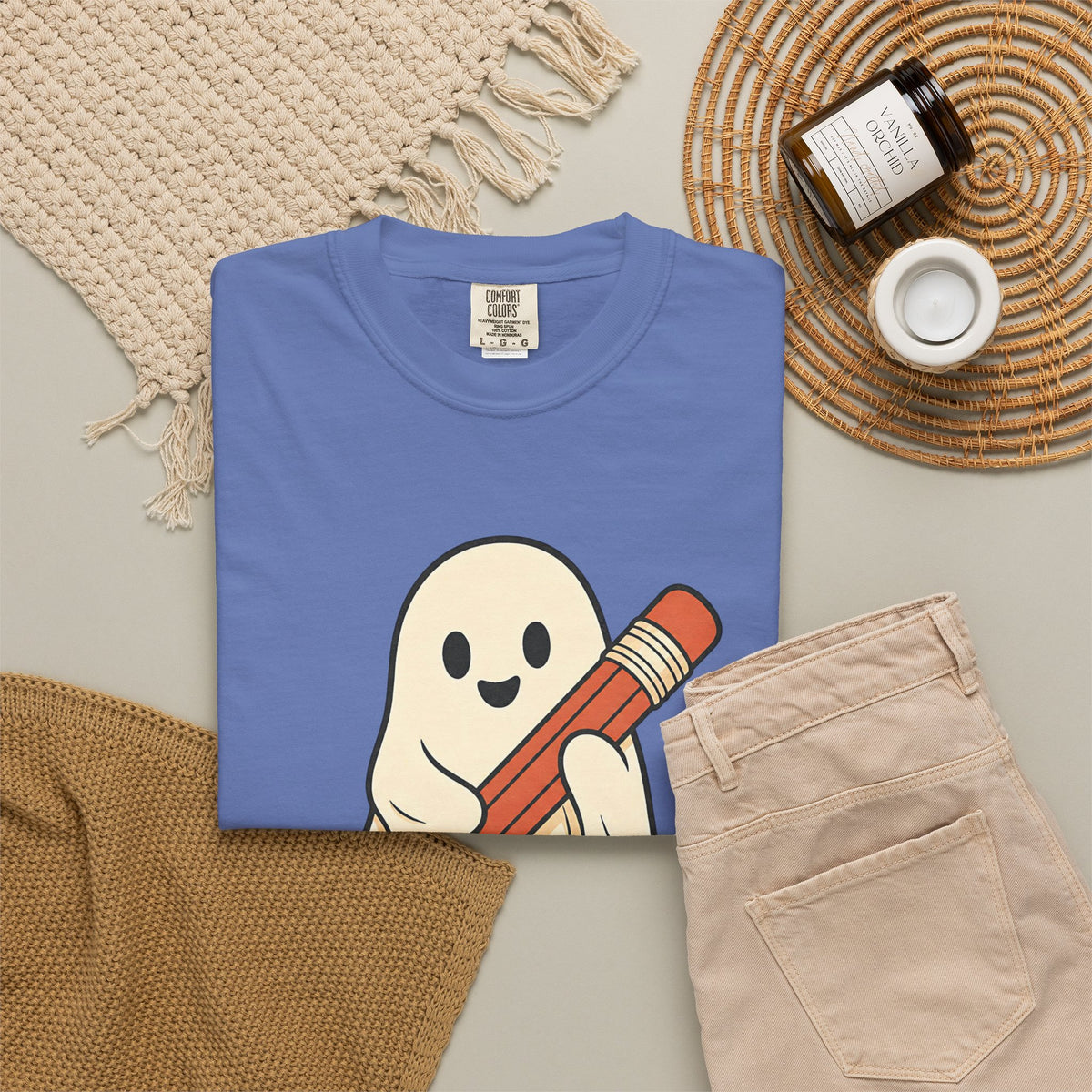 Teaching Little Monsters T-shirt - Mystic Blue - Flat Lay