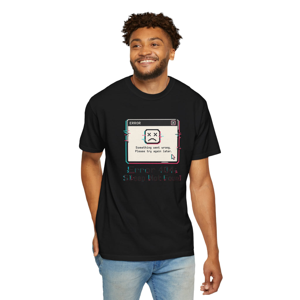 Error 404 Sleep Not Found T-Shirt - Black - On Model Front