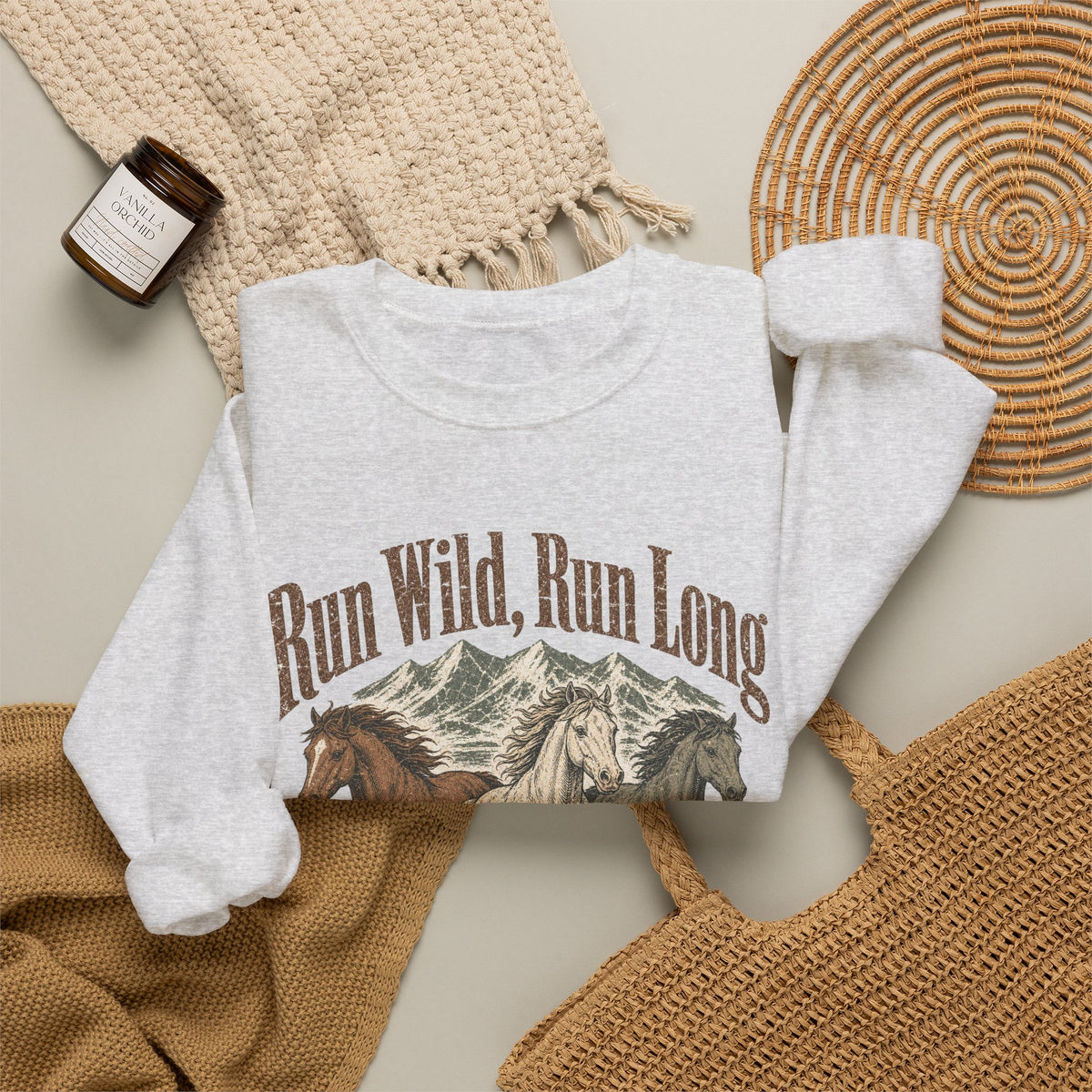 Run Wild Run Long Sweatshirt - Ash - Flat Lay
