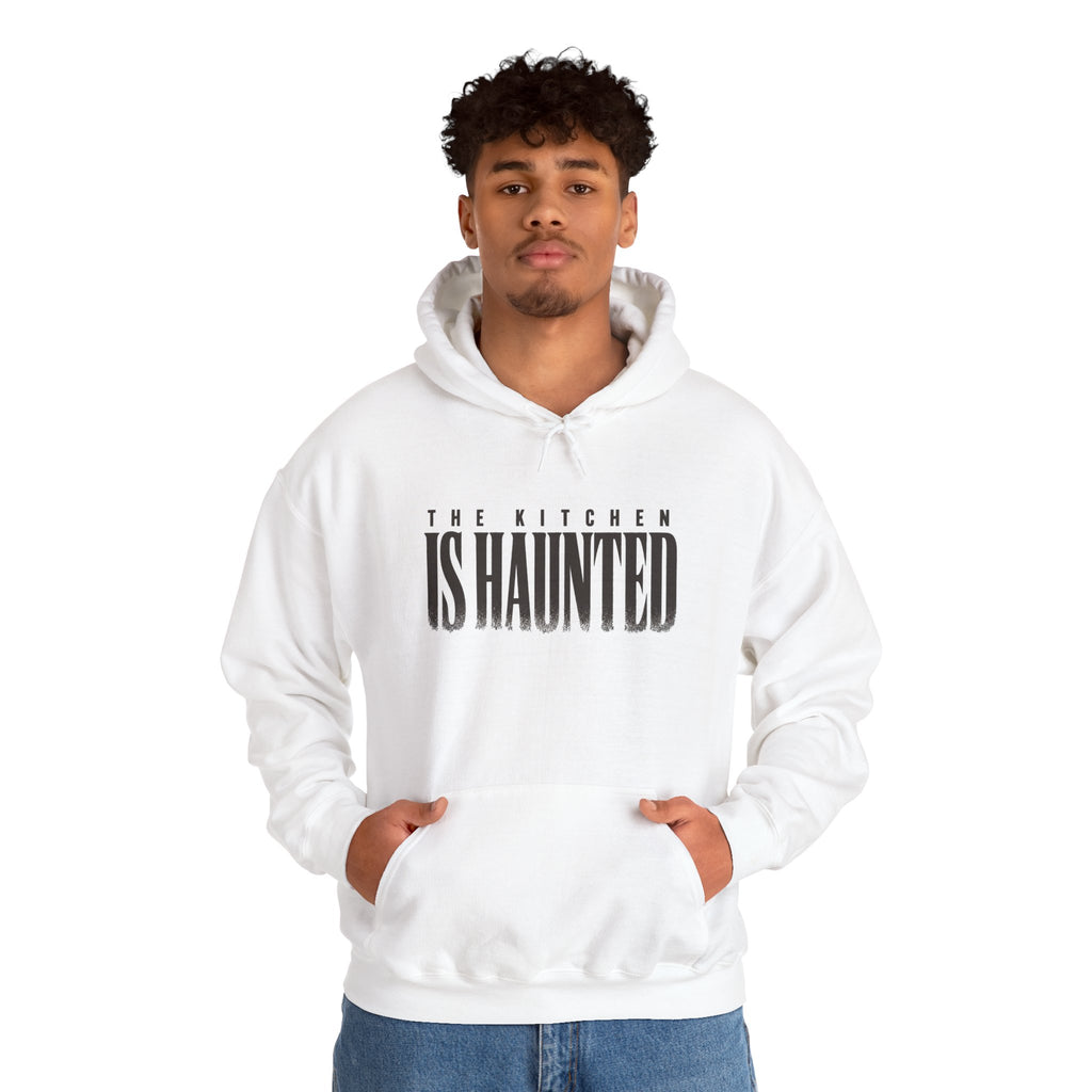 The Kitchen Is Haunted Hoodie - White - On Model Male