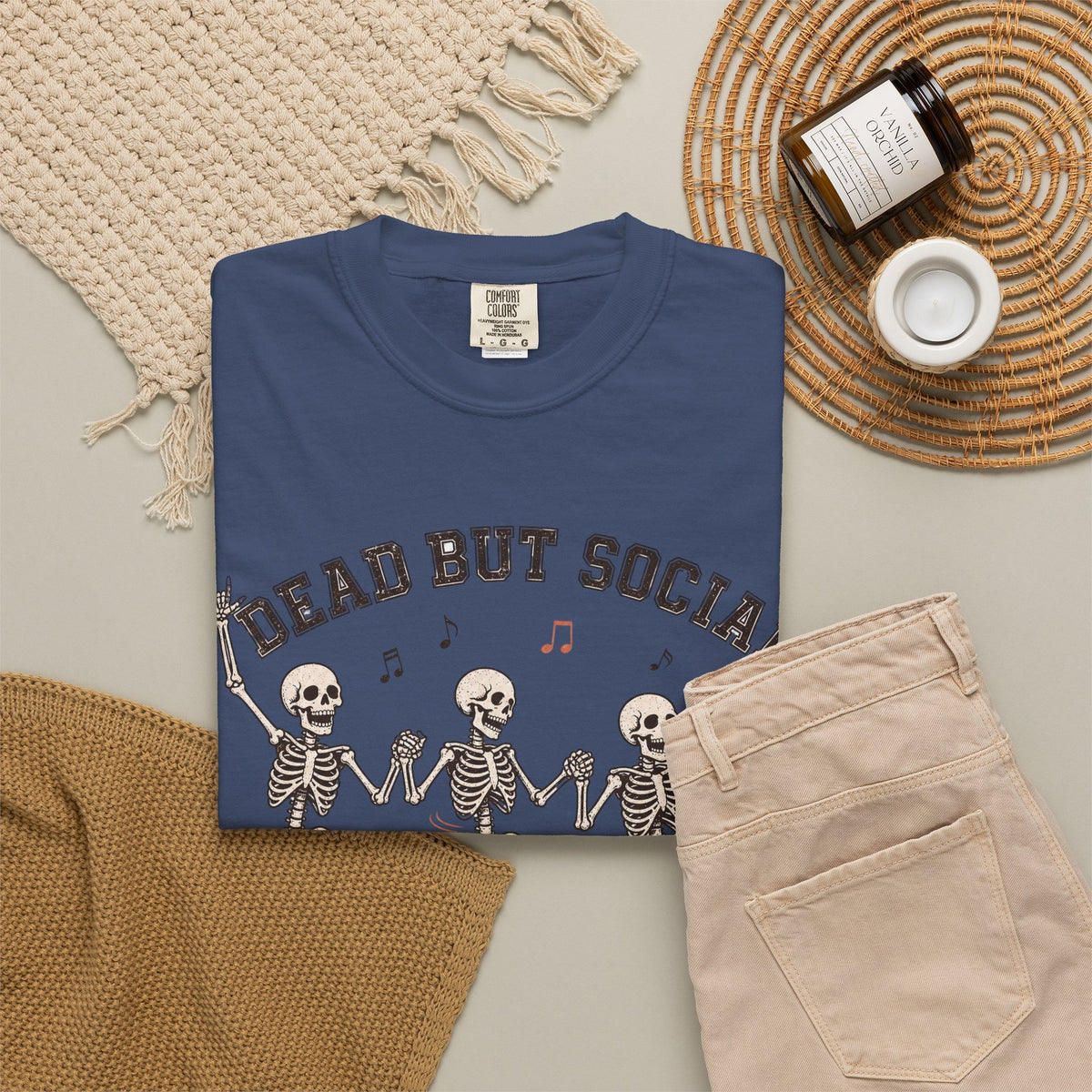 Dead But Social T-Shirt - China Blue - flat lay