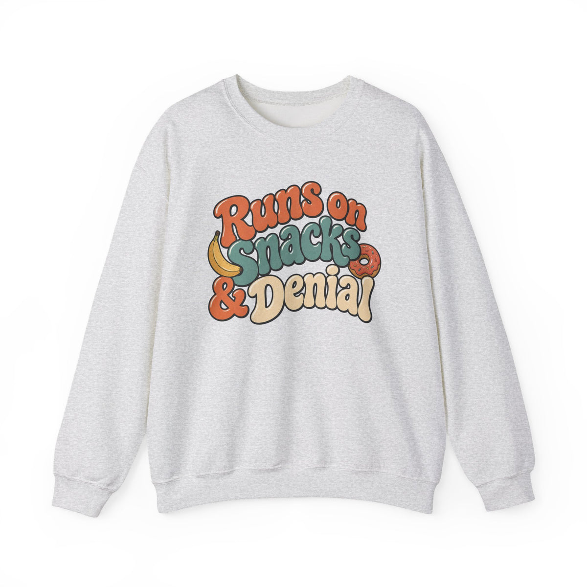Runs on Snacks & Denial Sweatshirt - Ash - flat lay1