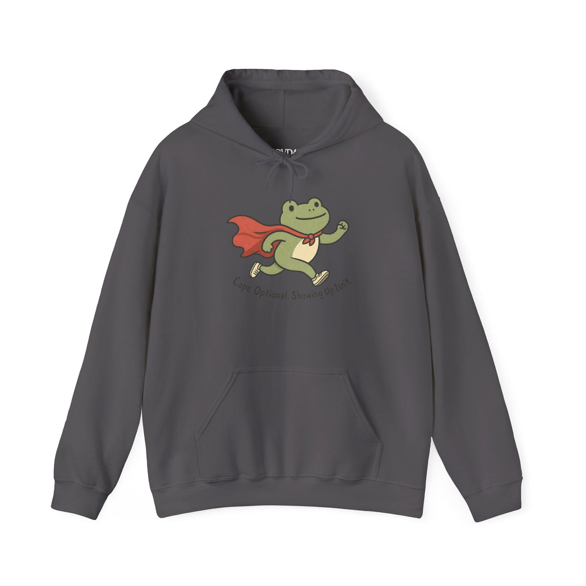 Superhero Frog running Hoodie - Charcoal - flat lay1