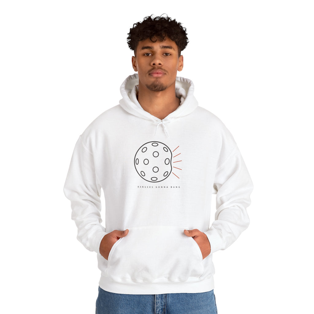 Danger's Gonna Bang Hoodie - White - On Model Male