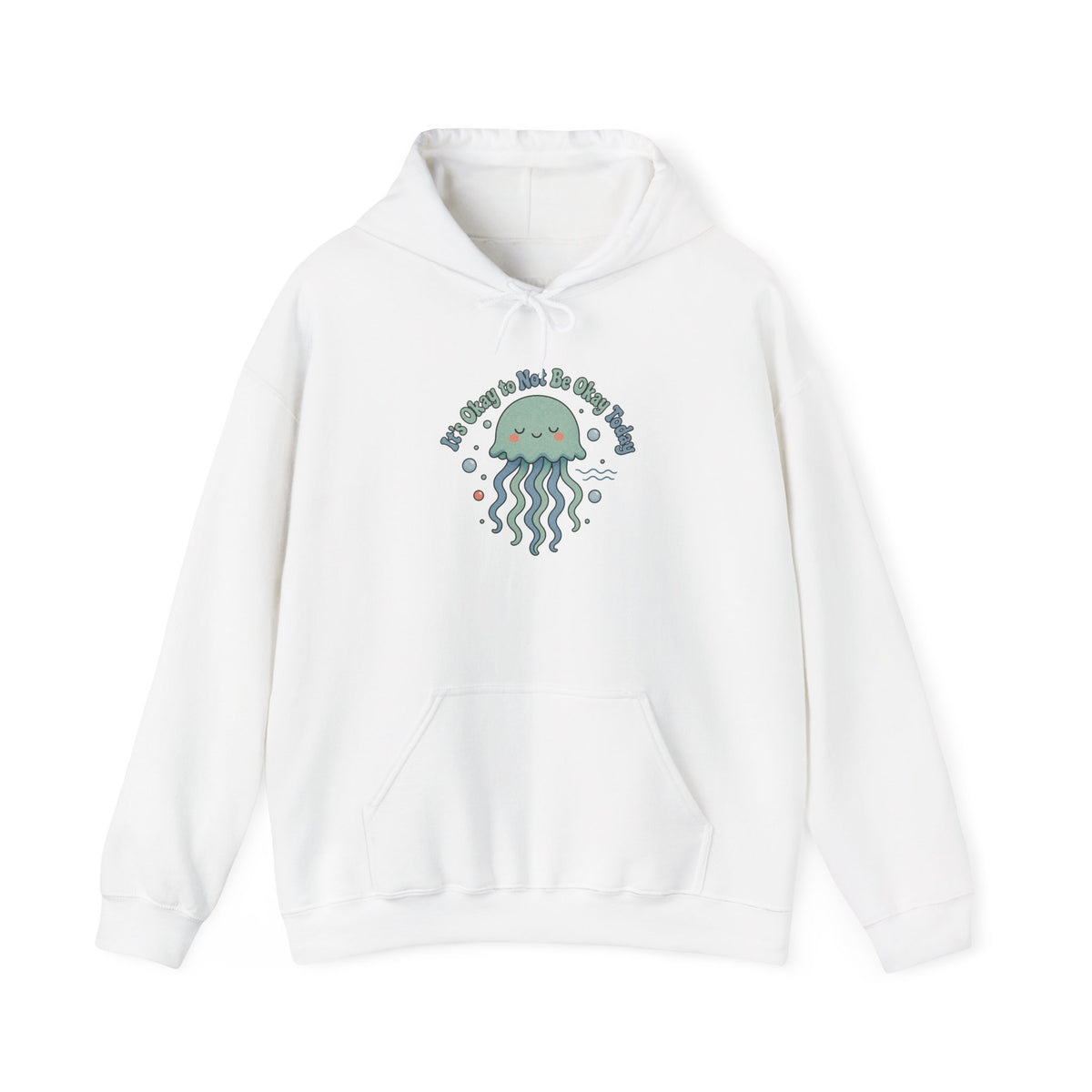 It's Okay to Not Be Okay Hoodie - White - Flat Lay