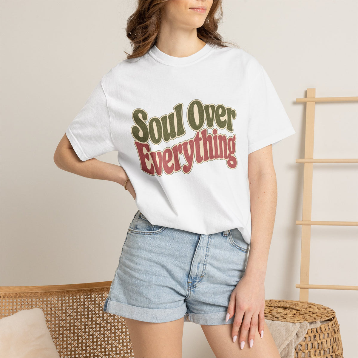 Soul Over Everything T-shirt - White - On Model Female