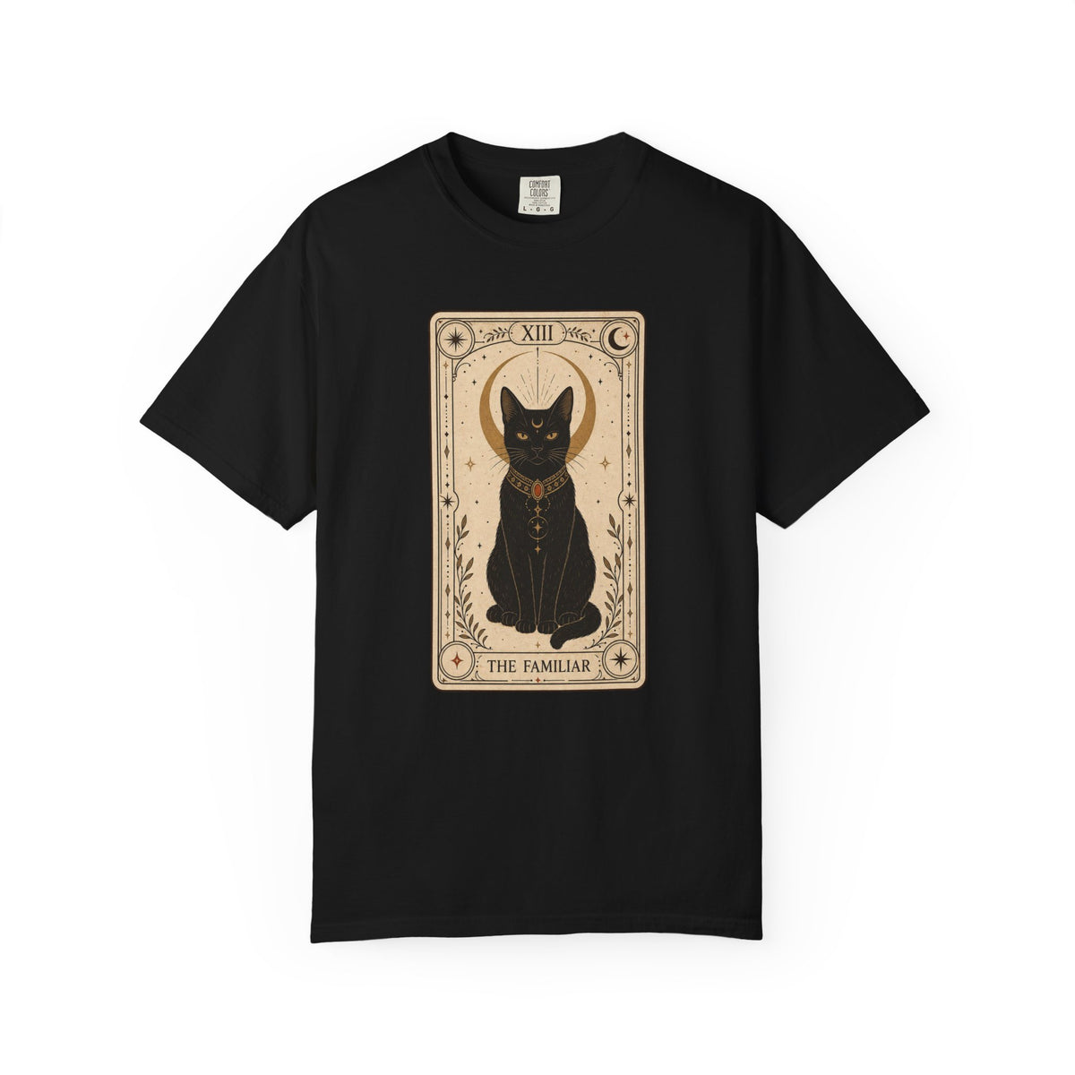 Black Cat Tarot Card T-shirt - Black - Front