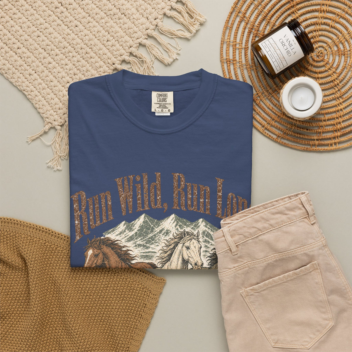 Run Wild Run Long T-shirt - China Blue - Flat Lay