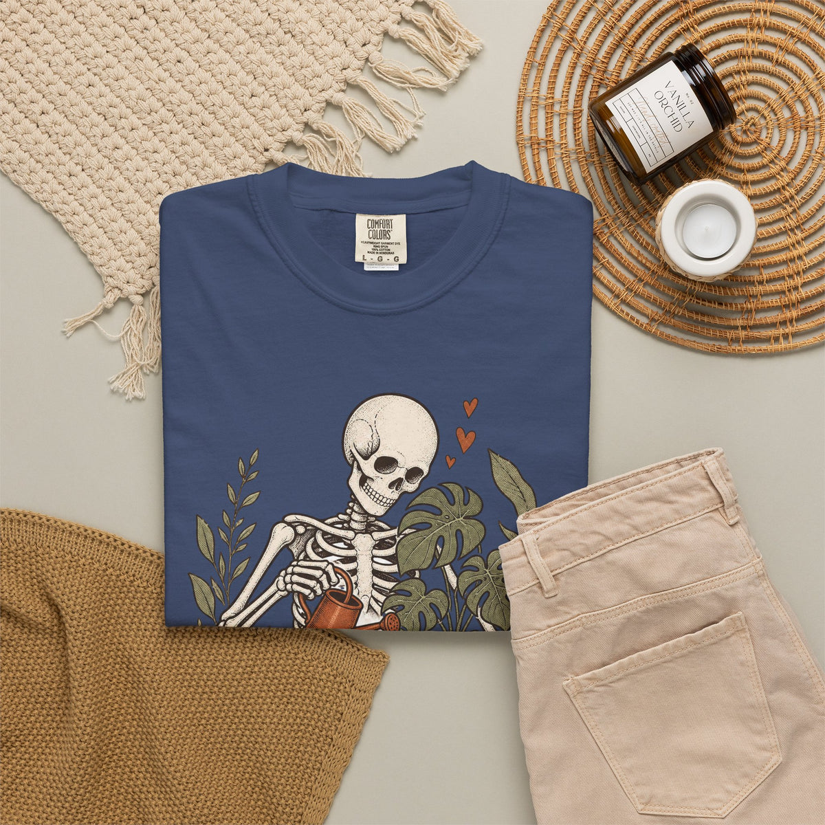 Growing Through It T-shirt - China Blue - flat lay