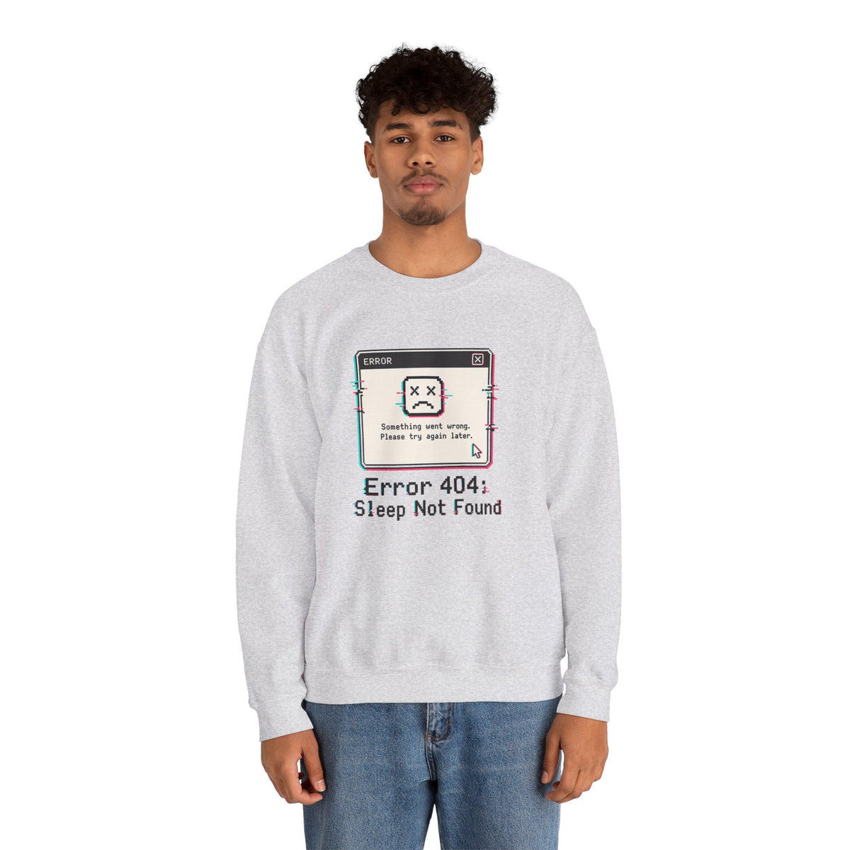 Error 404 Sleep Not Found Sweatshirt - Ash - On Model Male