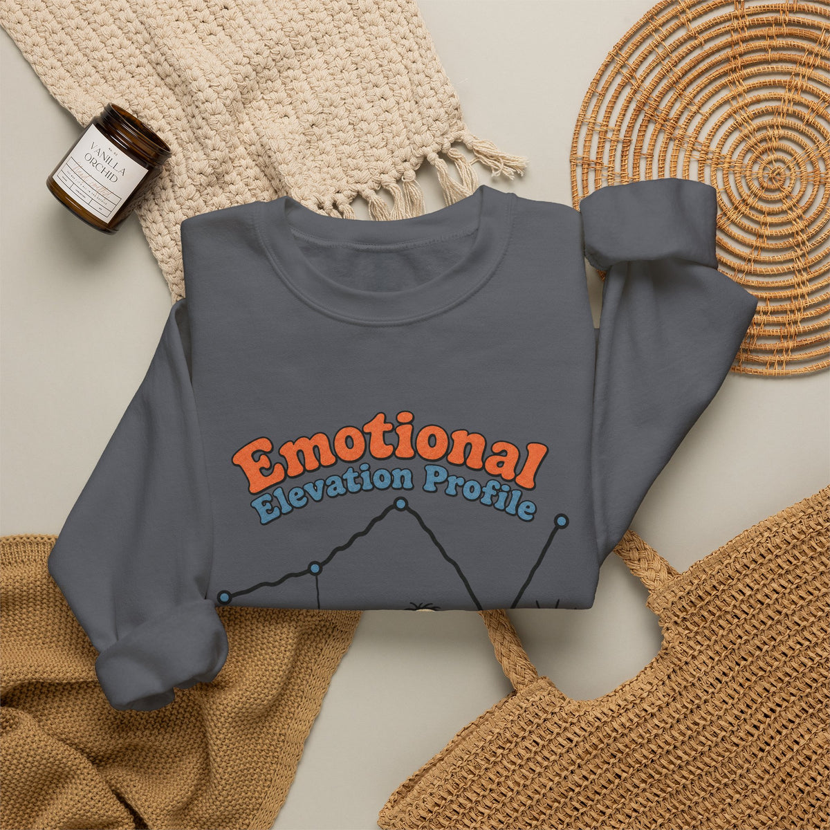 Emotional Elevation Profile Sweatshirt - Charcoal - Flat Lay