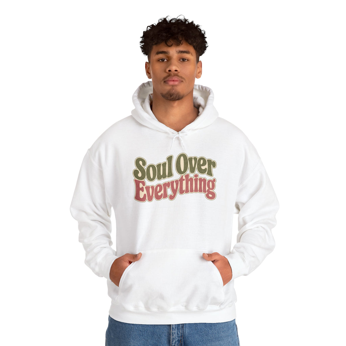 Soul Over Everything Hoodie - White - On Model Male