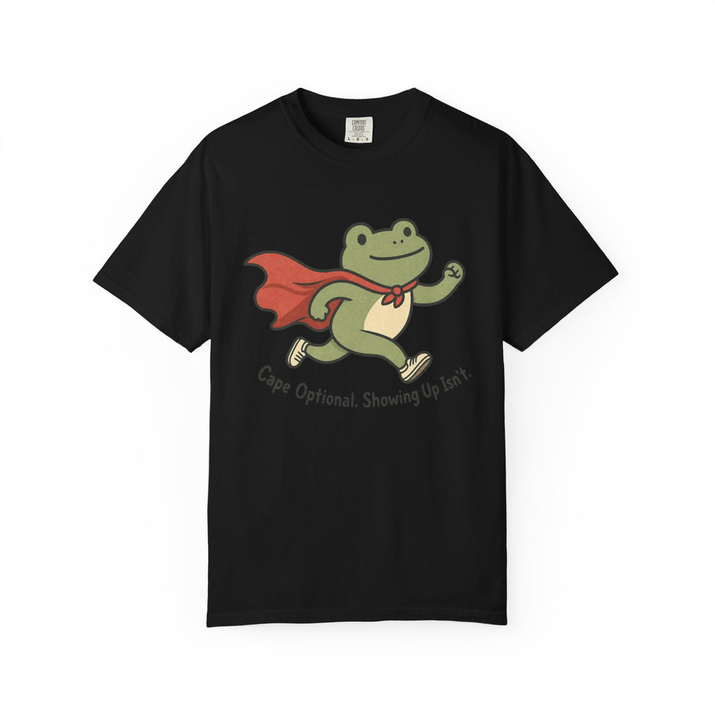 Superhero Frog running illustration T-shirt - Black - Front