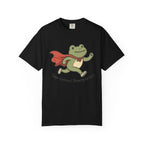 Superhero Frog running illustration T-shirt - Black - Front