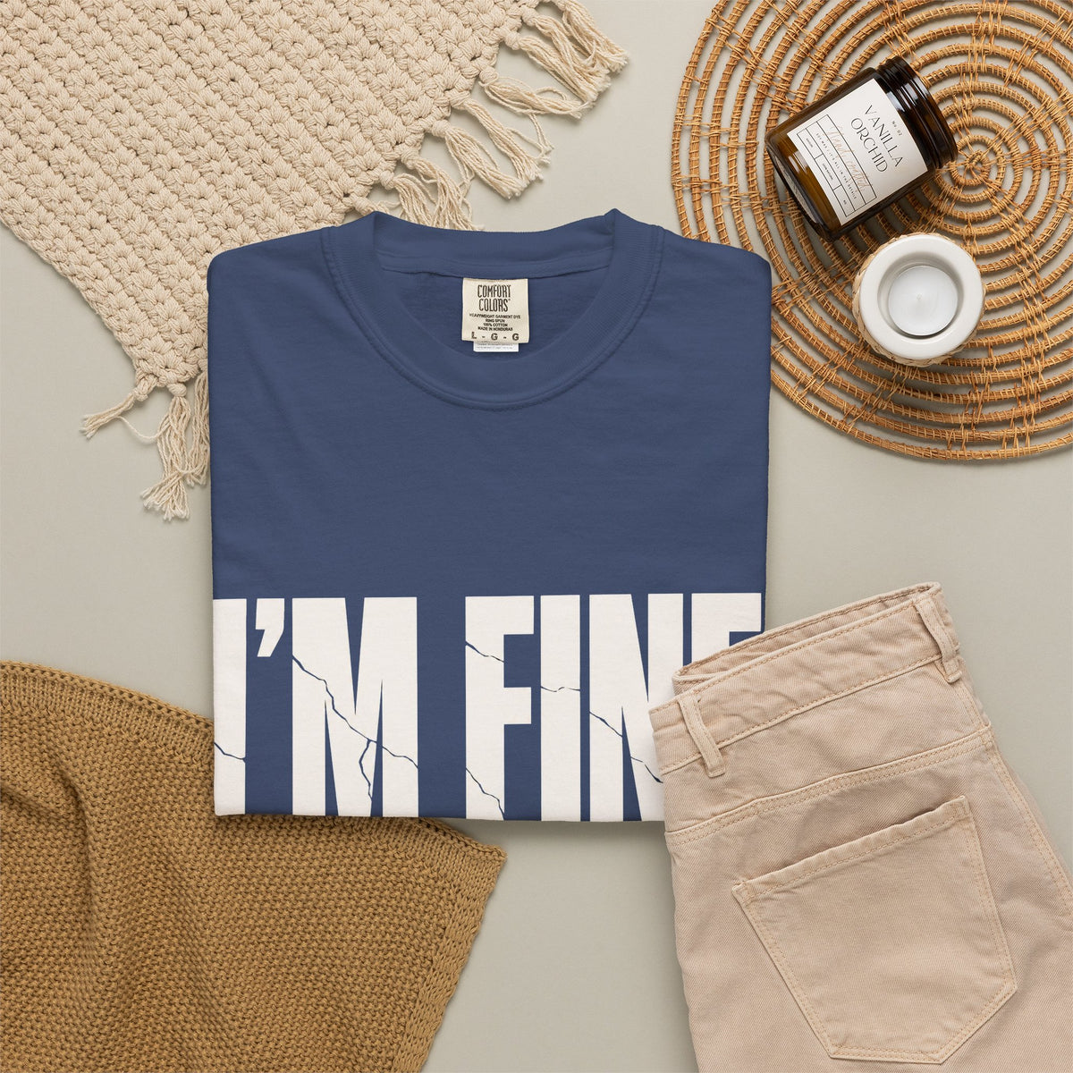 I'm Fine. Keep Playing. T-Shirt - China Blue - Flat Lay