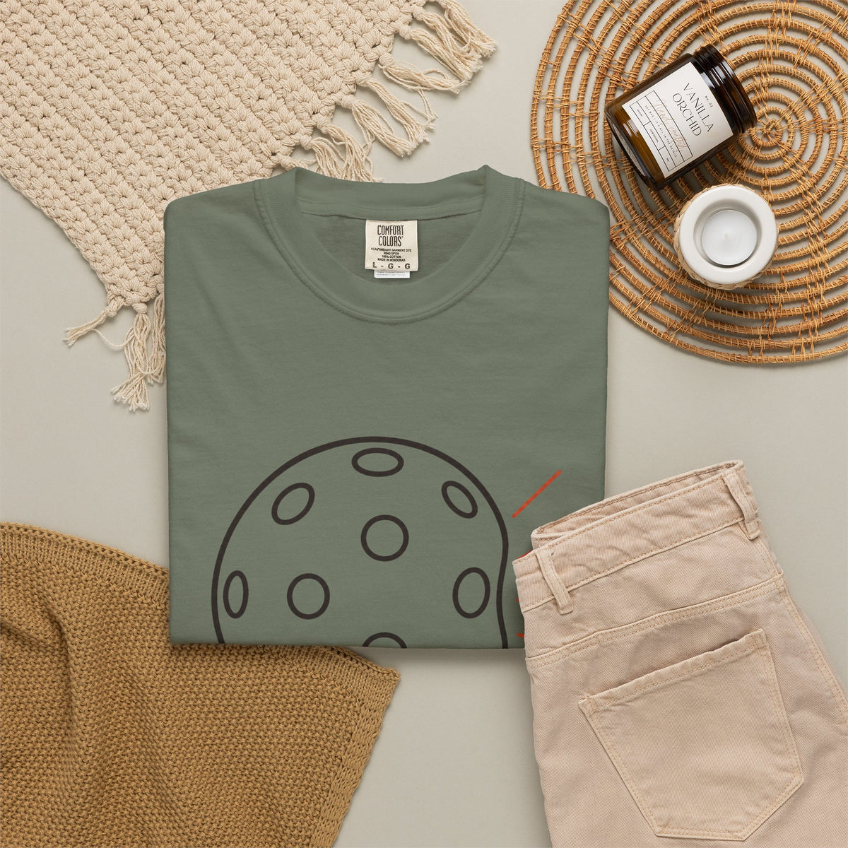 Danger's Gonna Bang T‑Shirt - Moss - Flat Lay