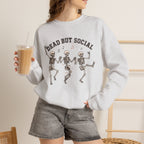 Dead But Social Sweatshirt - Ash - on model female