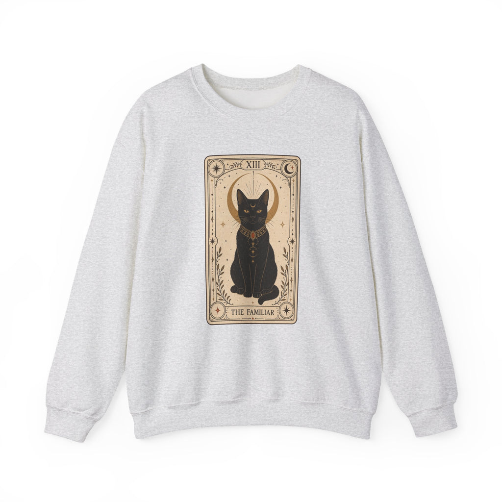 Black Cat Tarot Card Sweatshirt - Ash - flat lay1
