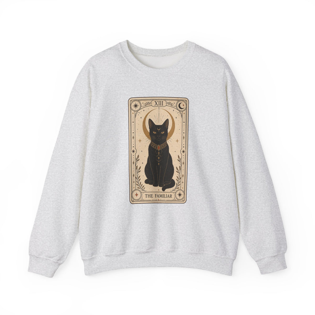 Black Cat Tarot Card Sweatshirt - Ash - flat lay1