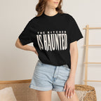 The Kitchen Is Haunted T-Shirt - Black - On Model Close-Up