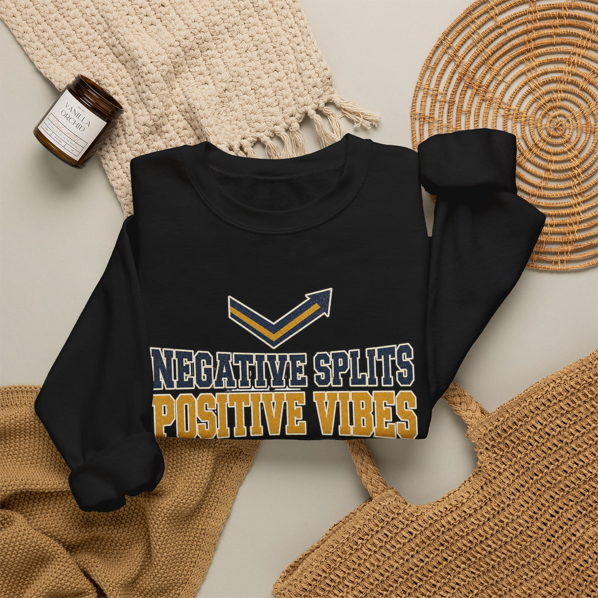 Negative Splits Positive Vibes Sweatshirt - Black - Flat Lay