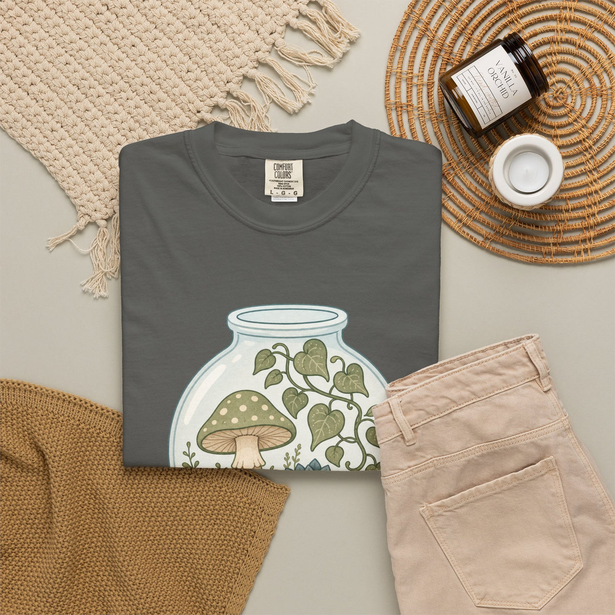 Grow Where You're Planted T-shirt - Pepper - Flat Lay