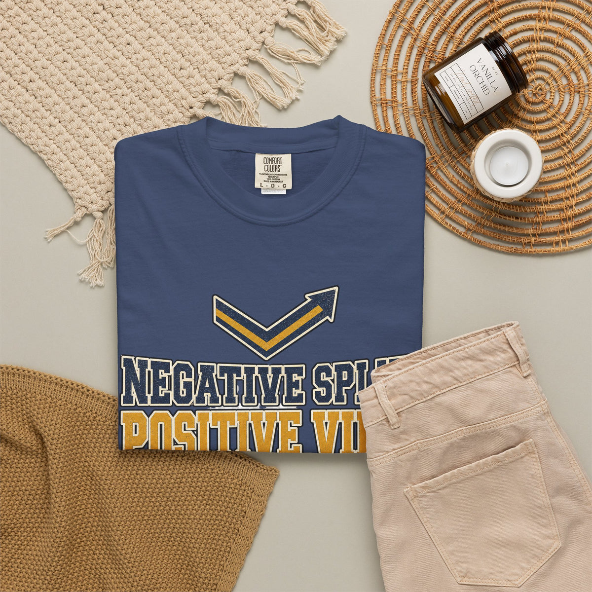 Negative Splits Positive Vibes T-shirt - China Blue - Flat Lay
