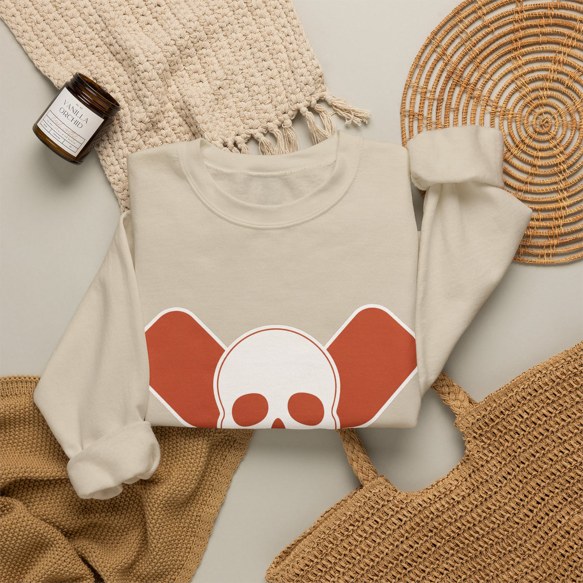Skull & Oars Sweatshirt - Sand - Flat Lay