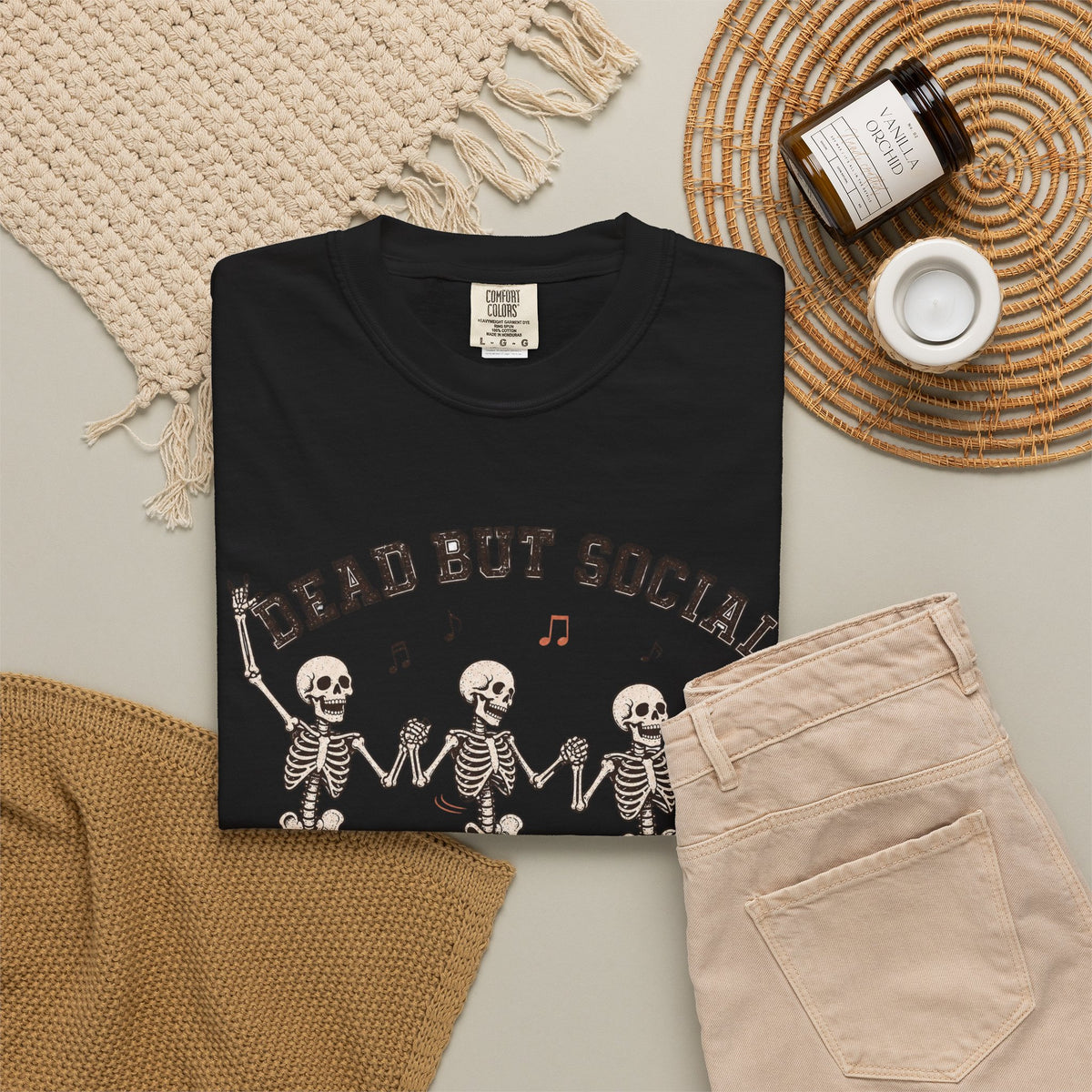 Dead But Social T-Shirt - Black - Flat Lay