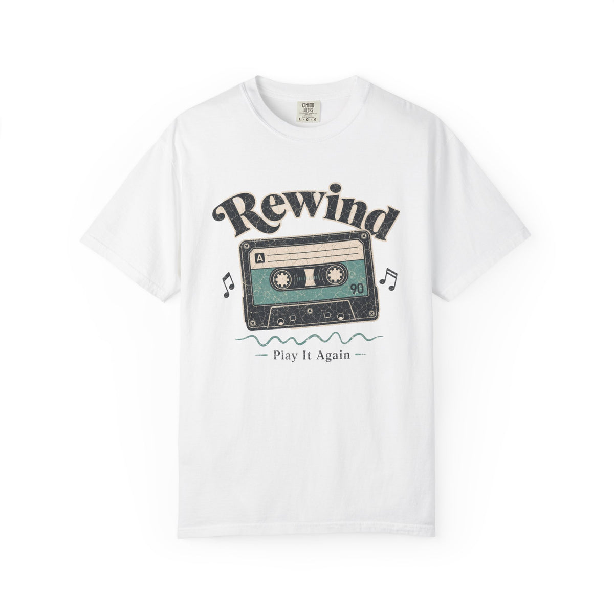Retro Cassette Tape T-shirt - White - On Model Side