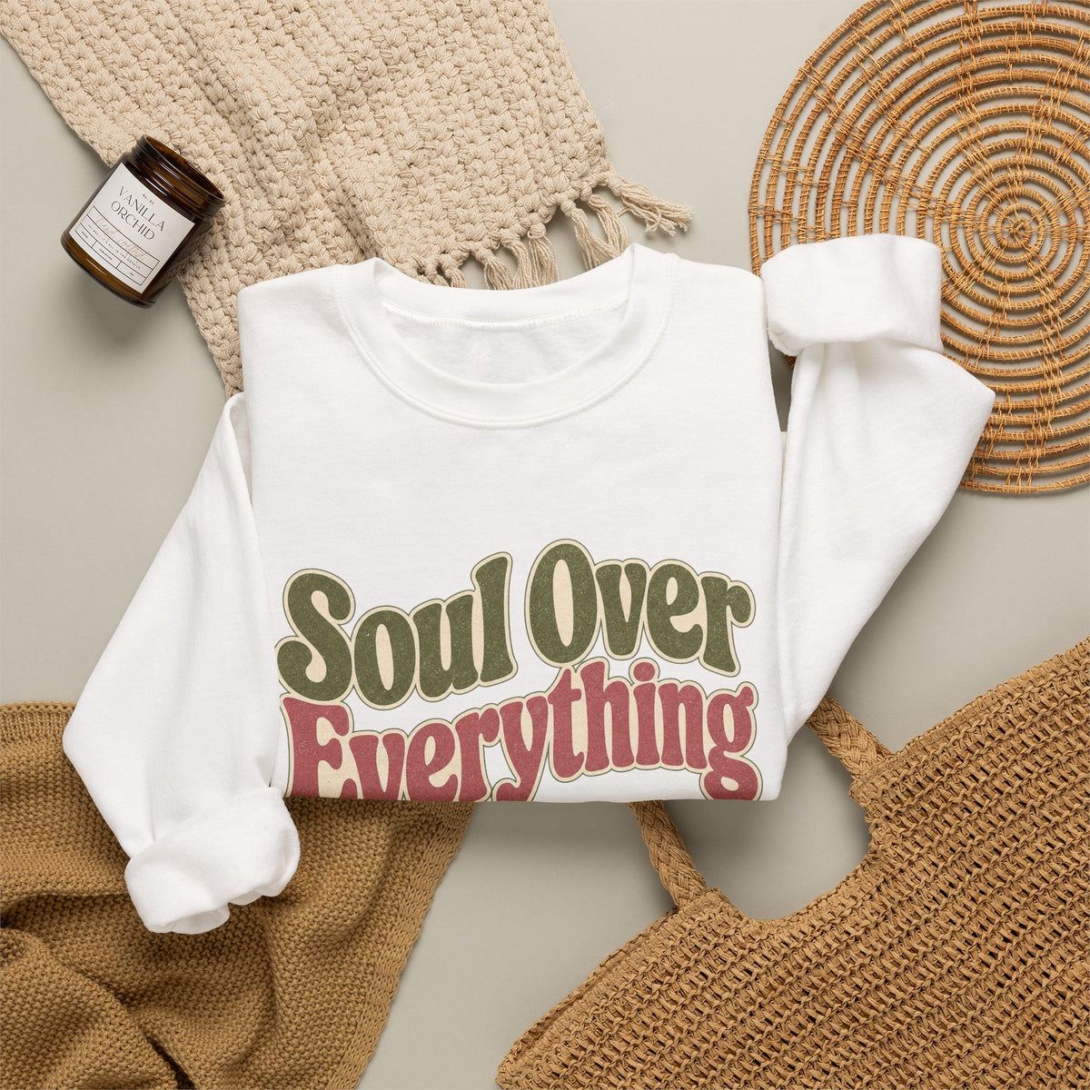 Soul Over Everything Sweatshirt - White - Flat Lay