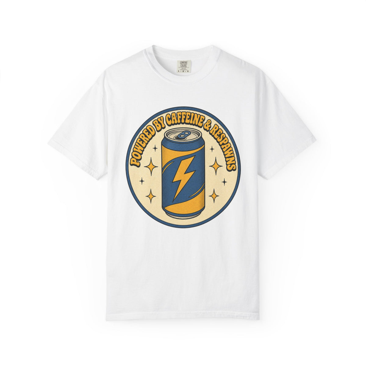 Caffeinated Energy Can T-shirt - White - On Model Side