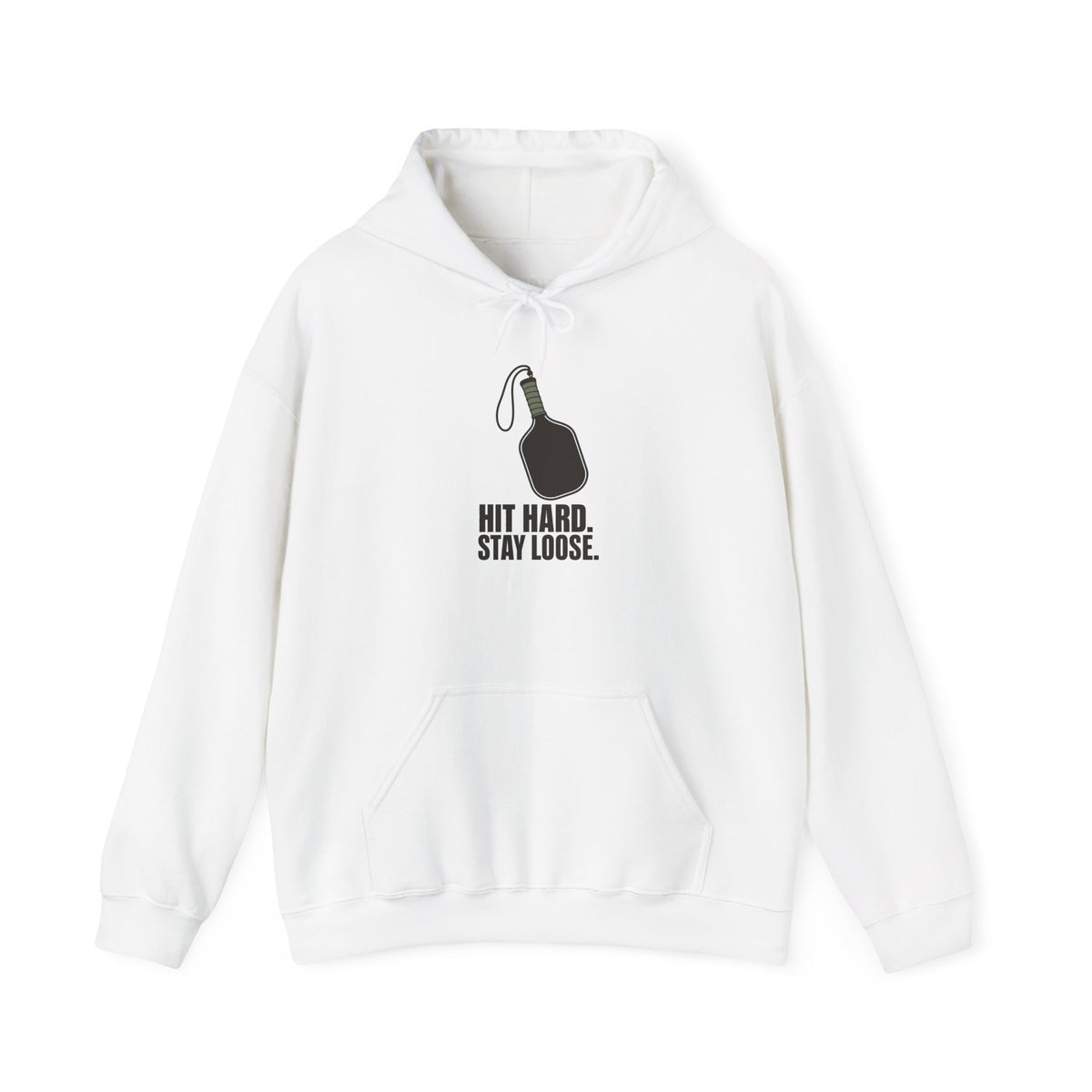 Hit Hard, Stay Loose Hoodie - White - Flat Lay