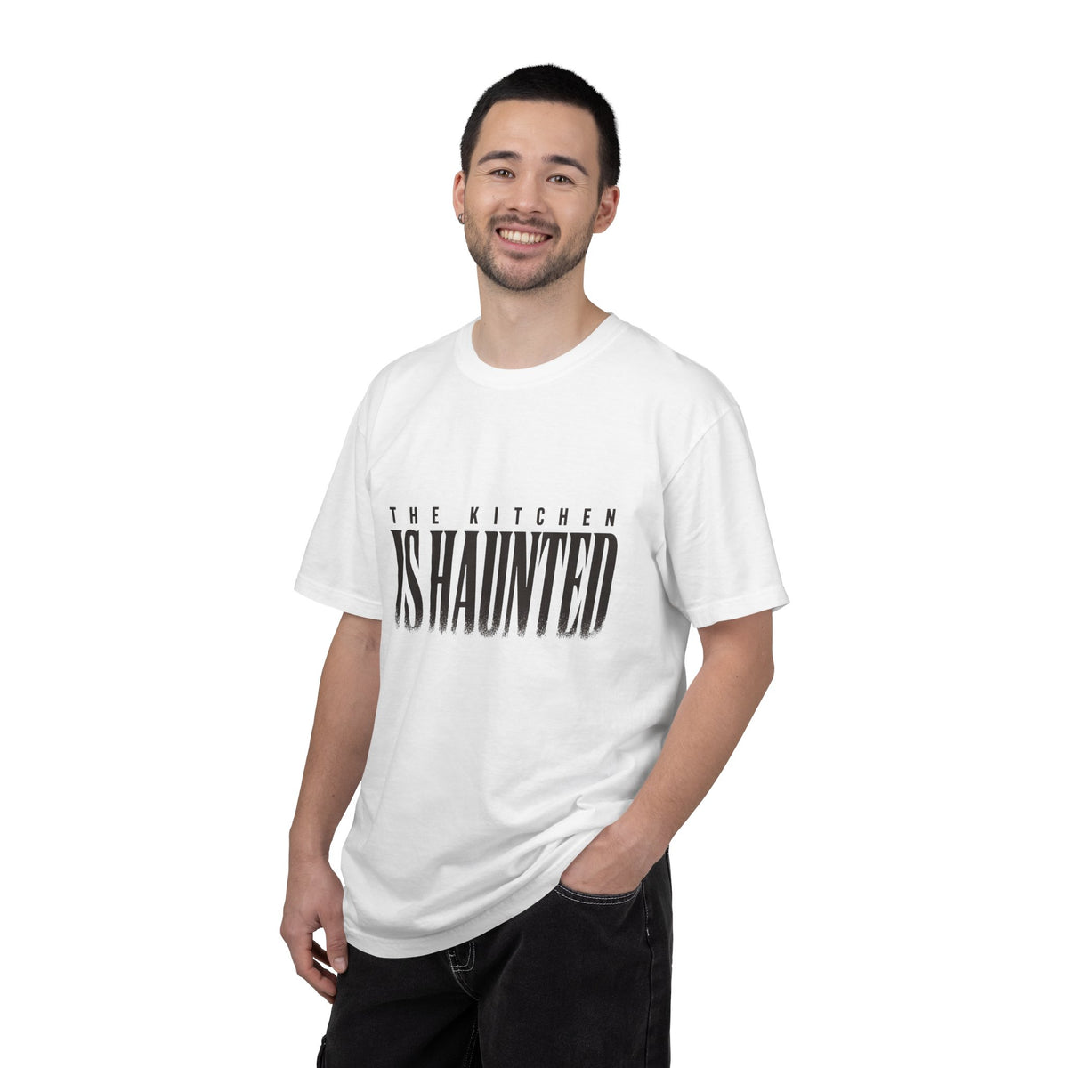 The Kitchen Is Haunted T-Shirt - White - On Model Male