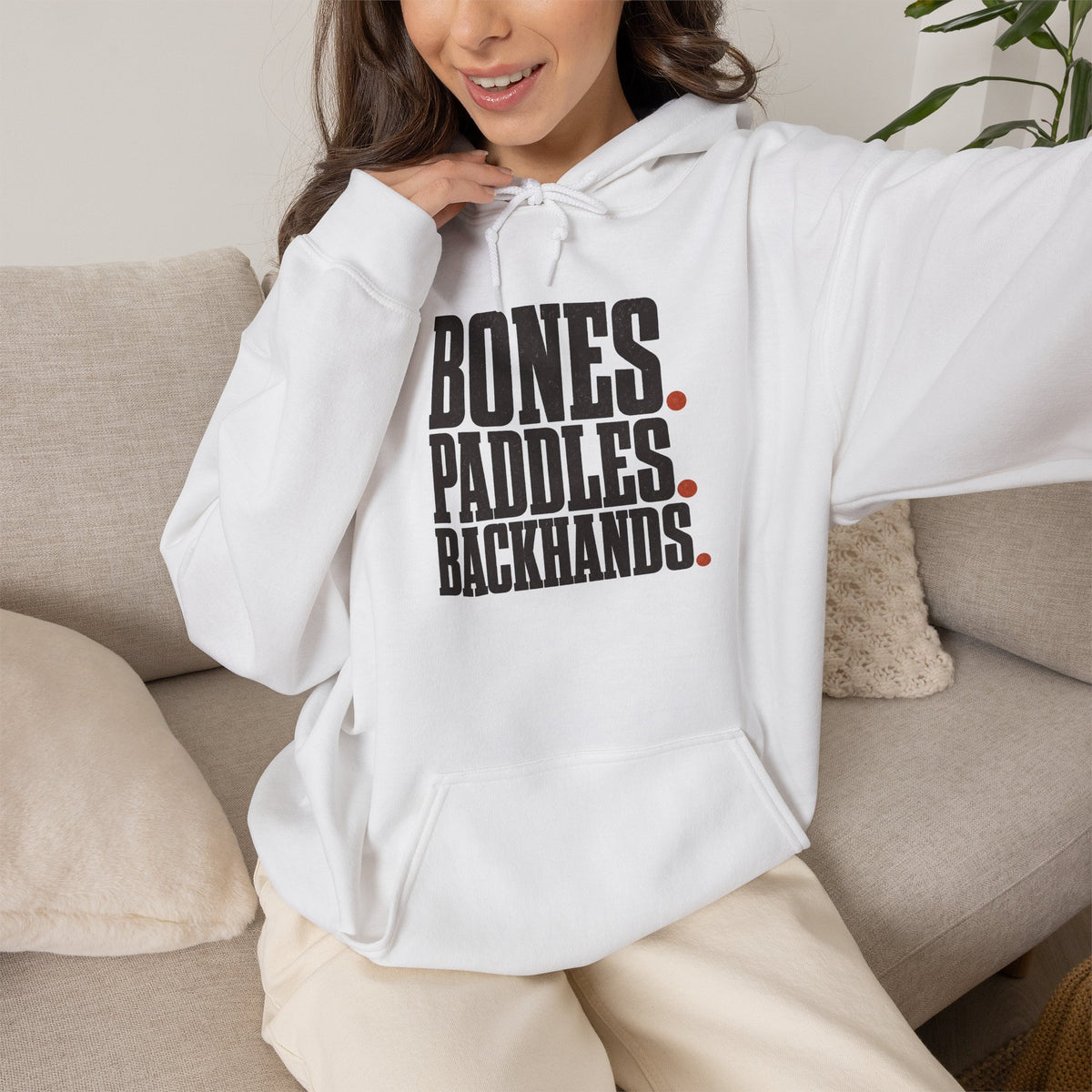 Bones Paddles Backhands Hoodie - White - On Model Female