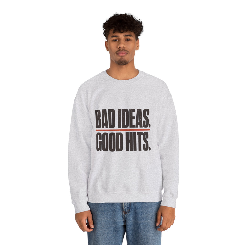 Bad Ideas. Good Hits. Sweatshirt - Ash - On Model Male