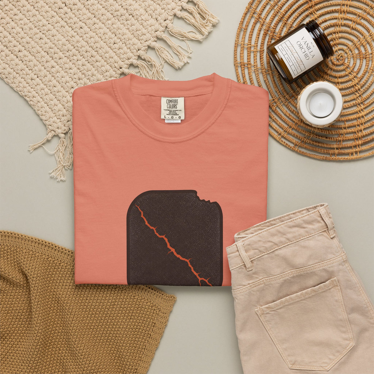 Pickleball Paddle Graphic T-Shirt - Terracotta - Flat Lay