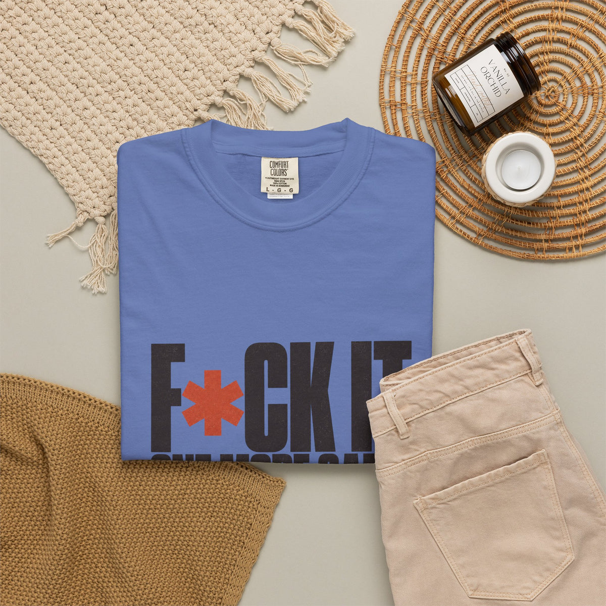 F*ck It. One More Game. T-Shirt - Mystic Blue - Flat Lay